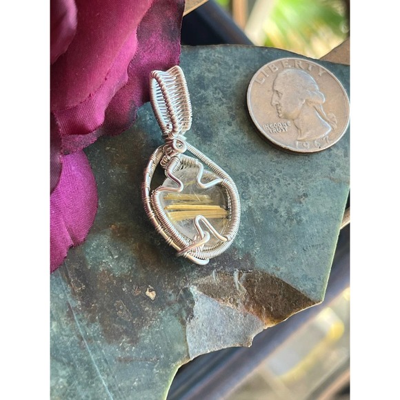 Gold Rutile Quartz Wrapped In 925 Sterling Silver - Picture 4 of 10